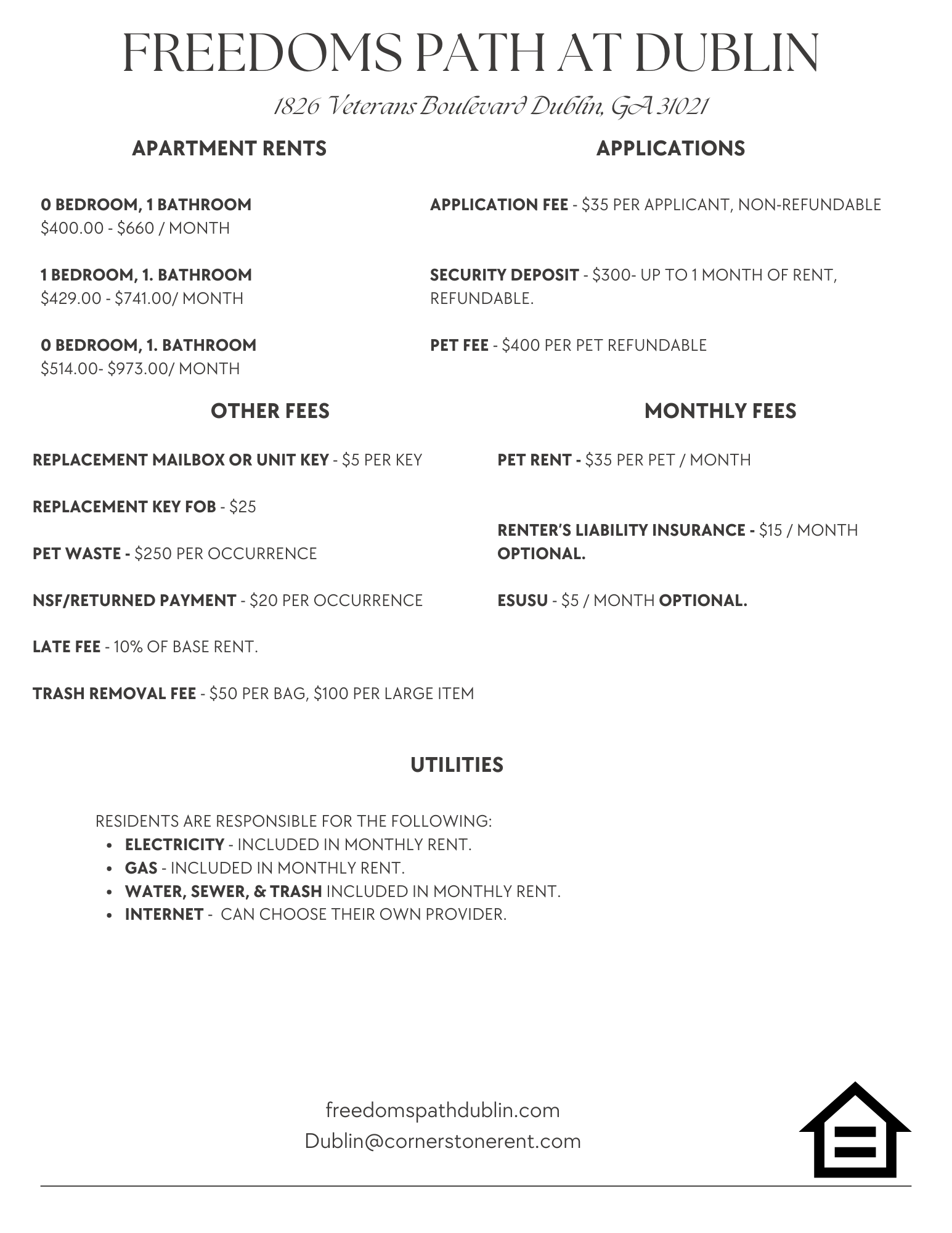 Freedoms path Dublin Fees